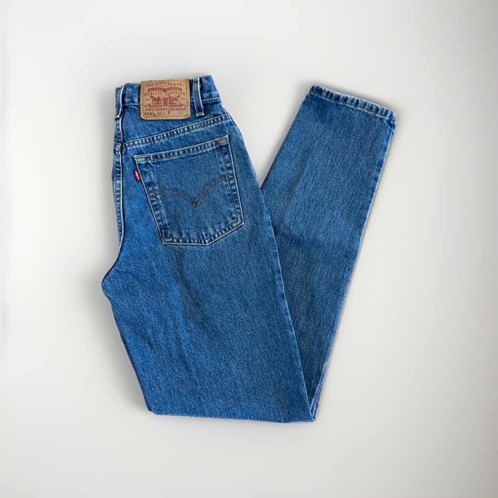 Vintage Levis 512 Jeans Womens 27 x 33 Slim Fit Straight Leg Blue Denim 90s
